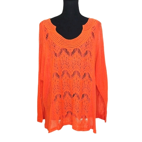 XCVI Cotton Blend Crochet Sweater Women's Sz Lg - Picture 1 of 10